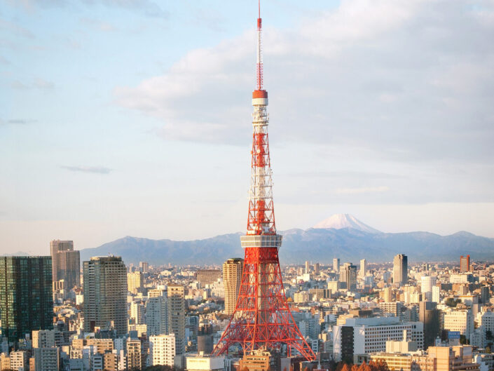 Tokyo Tower with Mount Fuji in the Distance.