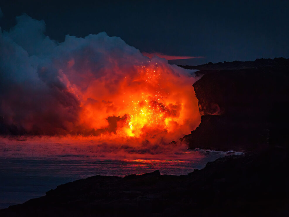 Kamokuna Entry of lava, a mesmerizing natural phenomenon.