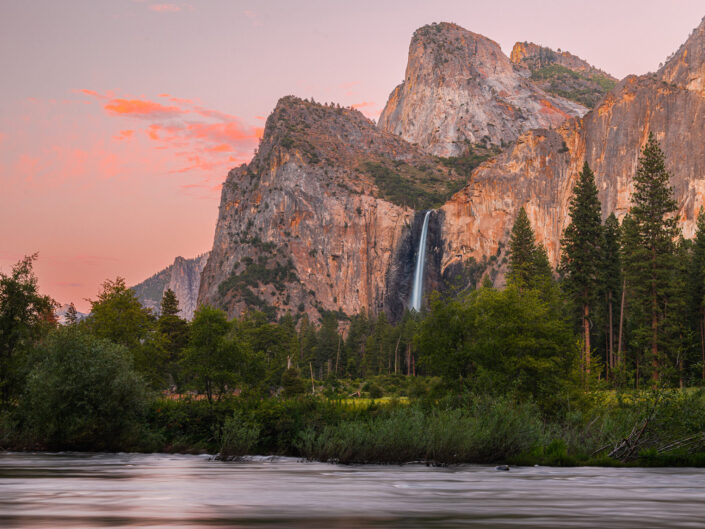 Bridalveil Fall, a picturesque waterfall in Yosemite National Park.